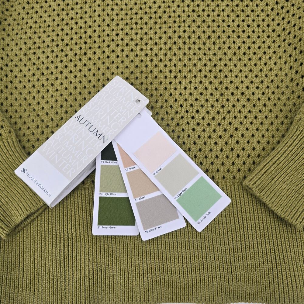 Varley Hester Knit Crew Small Olive Green Cotton Open Knit Lightweight Sweater - Picture 7 of 8